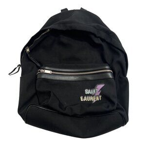 Saint Laurent Vintage Print Pocket City Backpack in Black
